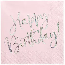 Party Deco Servietten Happy Birthday, rosa