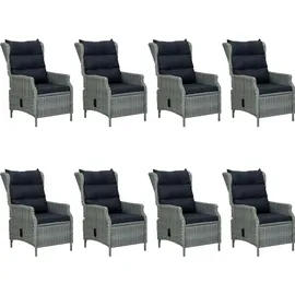 vidaXL Polyrattan Garten-Essgruppe 9-tlg. hellgrau inkl. Auflagen 3060143