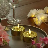 MARELIDA LED Maxi Teelichter flackernd D: 6,5cm gold glänzend 2er Set