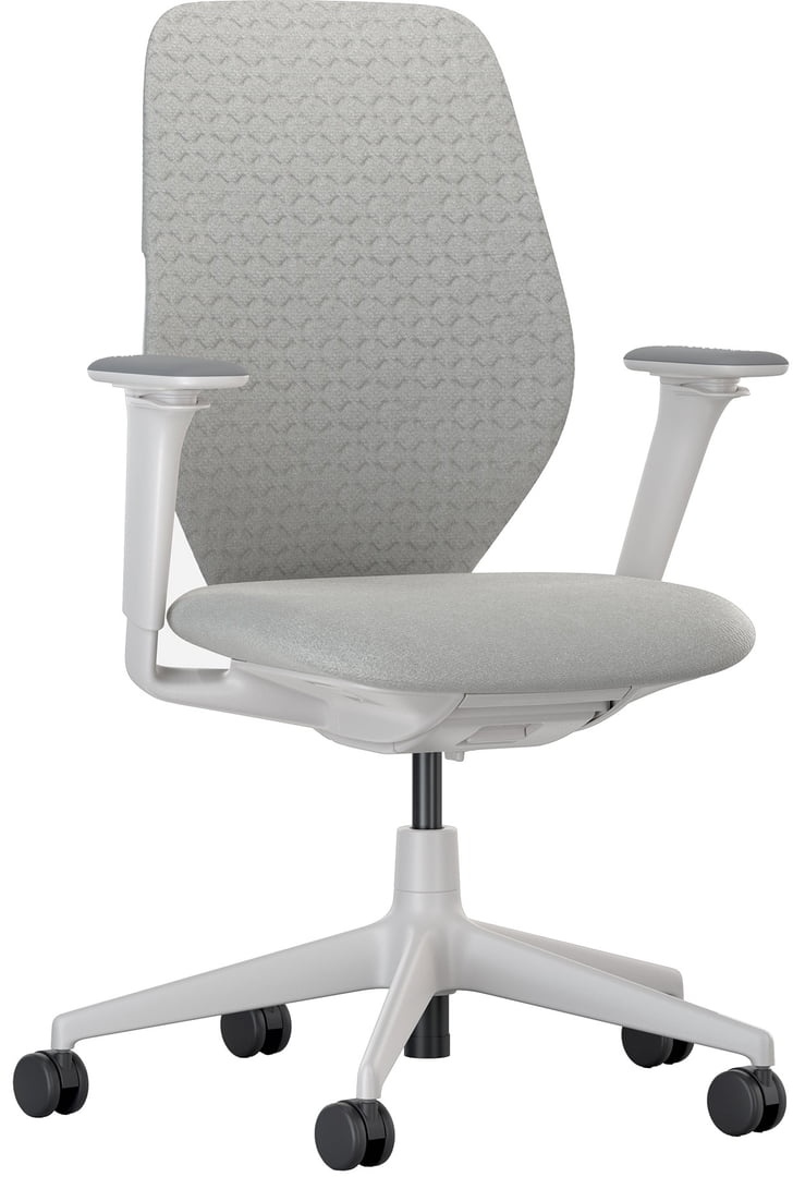 Vitra - ACX Soft Bürostuhl, Grid Knit stone grey / Quilted Knit stone grey, mit Sitztiefenverstellung, höhnenverstellbare Armlehnen (Rollen für Hartböden)