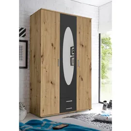 Pol-Power Drehtürenschrank 120 x 195 x 55 cm Eiche/Graphit