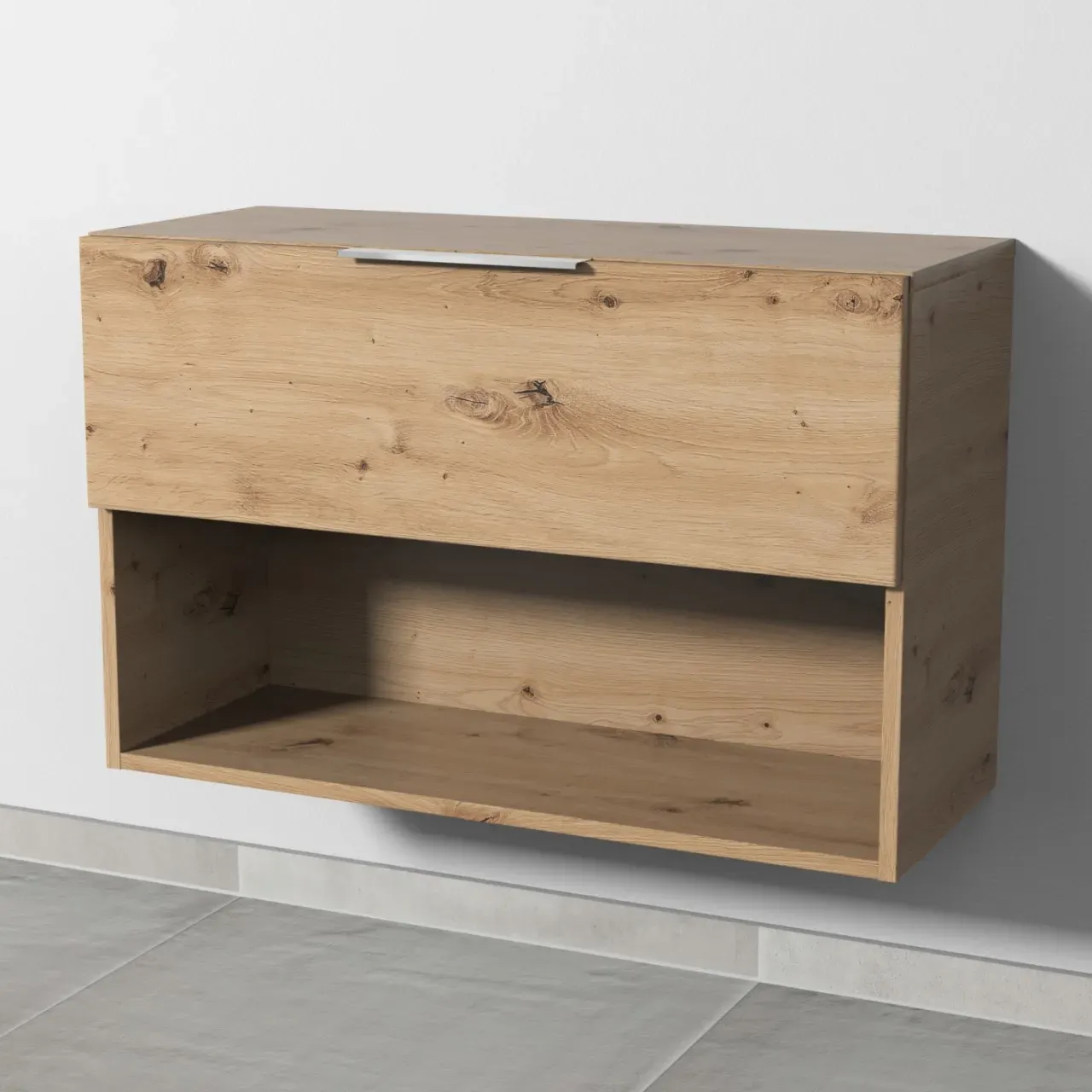 Sanipa 4balance Anbauschrank mit 1 Auszug und 1 offenem Fach, Eiche Natural-Touch, DG11985 DG11985
