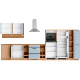 kochstation Winkelküche L-Form 240 cm blau