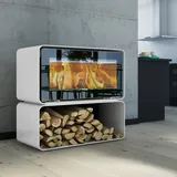 Lotus Living Cube Kaminofen Alpin White, Rauchabgang hinten + 1 m3 Kaminholz gra...