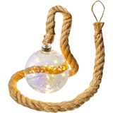 AMARE 10cm Perlmuttglas-Kugel LED beleuchtet am Seil