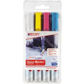 edding Whiteboard Marker Set 1,5 - 3 mm Weiß/Gelb/Pink/Hellblau