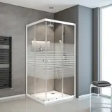 Schulte Home Sunny Eckdusche mit Schiebetüren 75 x 75 - 90 x 90 cm weiß Sicherheitsglas