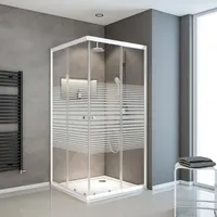 Schulte Home Sunny Eckdusche mit Schiebetüren 75 x 75 - 90 x 90 cm weiß Sicherheitsglas