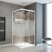 Schulte Sunny Eckdusche mit Schiebetüren 75 x 75 - 90 x 90 cm weiß Sicherheitsglas