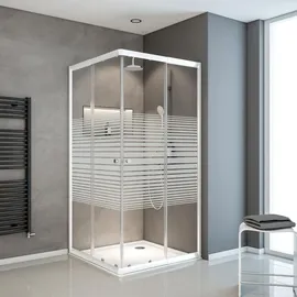 Schulte Sunny Eckdusche mit Schiebetüren 75 x 75 - 90 x 90 cm weiß Sicherheitsglas