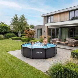 VirtuFit Rundpool Ø244 x 76 cm grau inkl. Filterpumpe