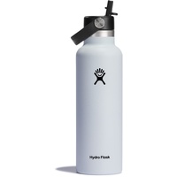 Hydro Flask Standard Flex Straw Cap Trinkflasche 621ml (21oz) mit Strohdeckel - Vakuumisolierte, Wiederverwendbare Flasche aus Edelstahl - Auslaufsicherer Deckel - Heiß & Kalt - Kleine Öffnung - White