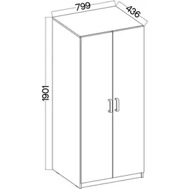 masseno Drehtürenschrank MALTESA 79,9 x 190,1 x 43,6 cm Grau