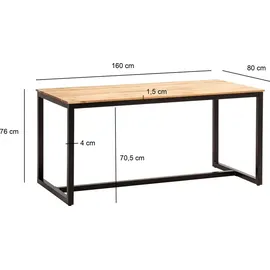 Wohnling Esszimmertisch 160 x 76 x 80 cm akazie