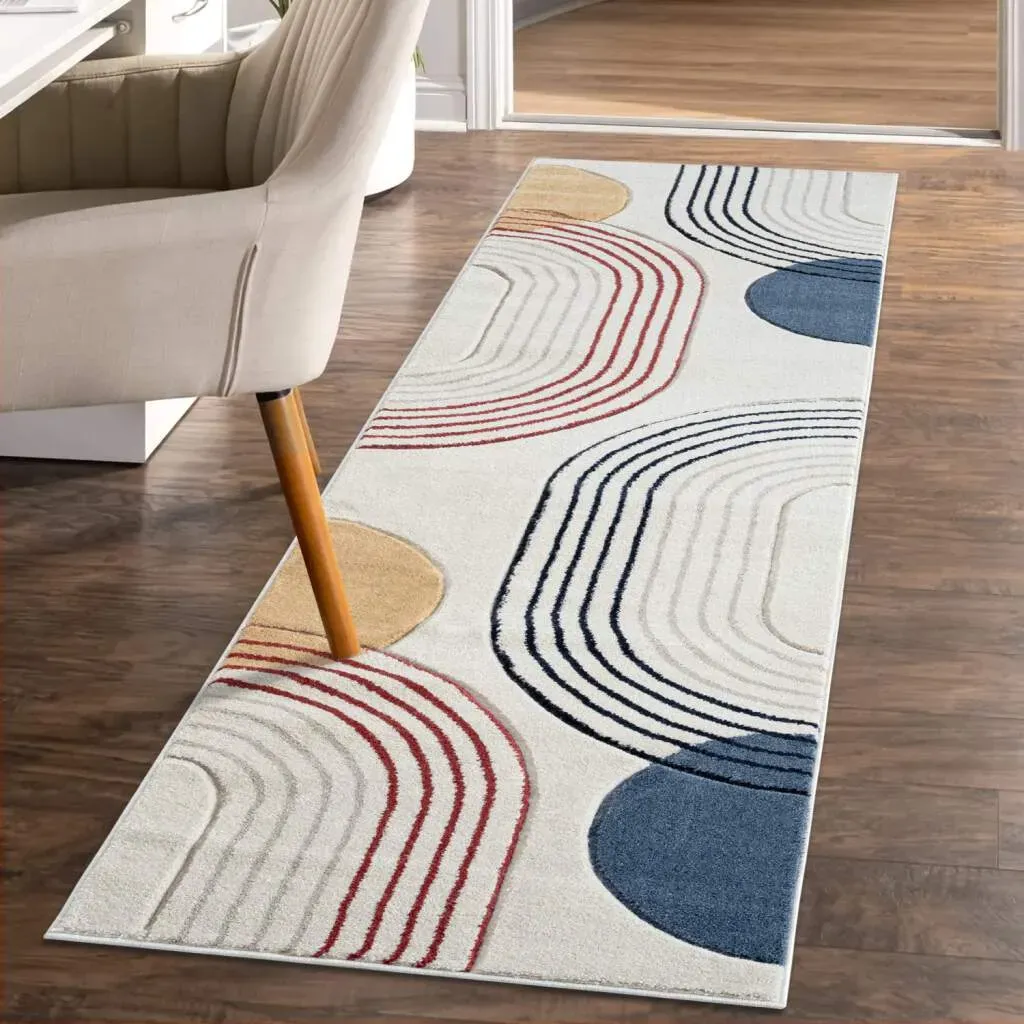 Carpet City Läufer »BONITO7170«, rechteckig, 11 mm Höhe, Flachflor, Hochtief-Muster/ 3D-Effekt, Geo-Muster, für Wohnzimmer Carpet City bunt B: 80 cm   1 St.