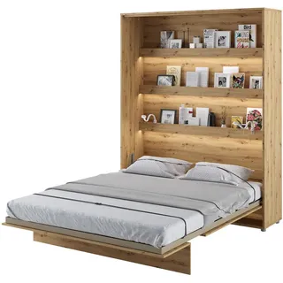 meblini Schrankbett, Eiche Artisan, 7-Zonen, Rechteckig, 160x200 cm, Schlafzimmer, Betten, Klappbetten