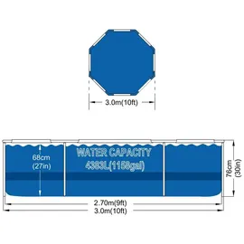 Jilong Avenli Frame Pool 300 x 76 cm blau inkl. Filterpumpe und Reparaturset
