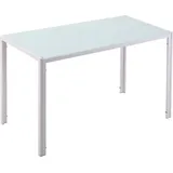 Esstisch für 4 Personen, Platte aus gehärtetem Glas, Beine aus Metall - Weiß