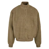 URBAN CLASSICS Boxy Sherpa Jacket in Olive Green -