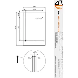 Buylando Glasvordach 200 x 90 cm weiß