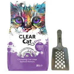 Clear Cat Blanco Lavendel Bentonit Kies 20l + Schaufel für Streu GRATIS!