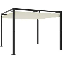 vidaXL Gartenpavillon mit Ausziehbarem Dach Creme 3x3 m Stahl