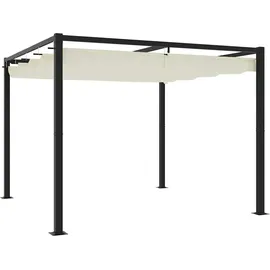 vidaXL Gartenpavillon mit Ausziehbarem Dach Creme 3x3 m Stahl