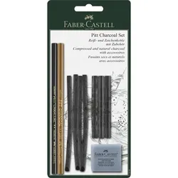 FABER-CASTELL Zeichenkohle Set Pitt Charcoal Reißund Zeichenkohle mit Zubehör