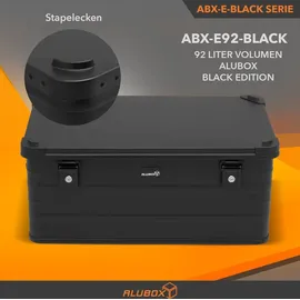 AluBox Lagerbox schwarz mit Stapelecken 92 Liter - spritzwassergeschützt - rostfrei abschließbar