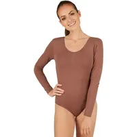 dressforfun Damen Langarm-Body mit Rundhals Ausschnitt (S | Braun | Nr. 301290) - S