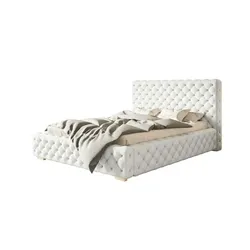 Polsterbett mit Stauraum Wigan , weiß , Maße (cm): H: 107
