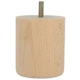 MS Beschläge Vollholz Möbelfuß Buche Möbelbein Ø 68mm 80mm Höhe M8 Gewindestift Möbelstempel naturbelassen Couchfuß
