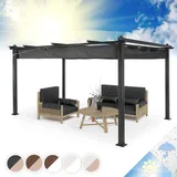 Blumfeldt Pantheon Pergola Awnings, Pavillon Wasserdicht, Stabil & Winterfest, Gartenpavillon mit aus Metall, Terrassenüberdachung mit UV-Schutz, Polyester, 2,95 x 3,95 Meter, Dunkelgrau