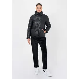 Freshlions Steppjacke "Olena", Damen, Gr. L, schwarz, 100% Polyester, kariert, unifarben, lang, Jacken Steppjacke, im klassischen Design
