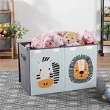 Navaris Kinder Aufbewahrungsbox groß - Spielzeug Aufbewahrung 62 x 33 x 40 cm Spielzeugkiste - XL Spielzeug Box faltbar - Tier Motiv Kiste mit Griff