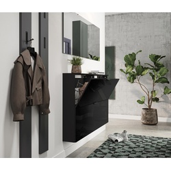 Tchibo - Schuhschrank »Valega« - 140x19x85cm - schwarz - Holz / Glas / Metall