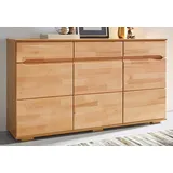 Home Affaire Sideboard »Ribe,150cm breit,40 cm tief, Fronten Massivholz,6 Fächer«, Kernbuche massiv, Holzwerkstoff, 3Türen,3 Schubladen, Griffmulden, beige