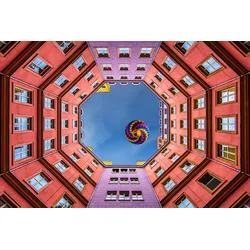 Fototapete PAPERMOON "Photo-Art RENEE DOYLE, FORMEN INNENHOF", bunt, B:3,50m L:2,60m, Vlies, Tapeten