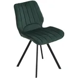 TRISENS Esszimmerstühle Küchenstuhl Polsterstuhl Design Stuhl mit Rückenlehne, mit Sitzfläche aus Samt, Gestell aus Metall, Farbe:Dunkelgrün, Menge:1 St.
