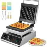 Vevor kommerzielles Waffeleisen Waffelmaschine 2000 W antihaftbeschichtetes belgisches Waffeleisen aus Edelstahl mit Temperatur- und Zeitregelung, ... - Silber