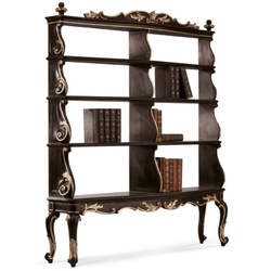 Casa Padrino Luxus Barock Bücherschrank Schwarz / Silber - Handgefertigter Barock Schrank - Barock Regalschrank - Barock Wohnzimmer Möbel - Barock Büro Möbel - Luxus Qualität - Made in Italy