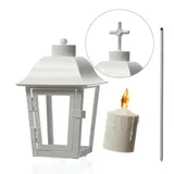 MARELIDA Grablaterne mit beiger LED Kerze | Grablampe mit 2 wechselbaren Spitzen/Erdspieß...