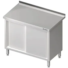 Stalgast Arbeitsschrank mit Schiebetüren, 1000x600x850 mm, mit Aufkantung, verschweißt