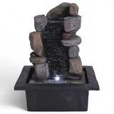 MIJOMA LED Zimmerbrunnen, Polyresin/Kunststoff, Warmweiße Beleuchtung, Beruhigendes Wassergeräusch, 12V Transformator, Perfekt für Ihre stilvolle Wohlfühloase (Felsklamm)