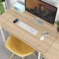 YURO Schreibtischunterlage für Büro, 80 x 40 cm, transparent, PVC, rutschfest, wasserdicht, Schreibunterlage für große Tastatur, Maus, Laptop, Schreibtischschutz mit runden Kanten