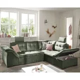ed-lifestyle polstermöbel Estrella Ecksofa 283 x 217 cm, mit Schlaffunktion und Bettkasten Grün, Ausführung:Links - Grün