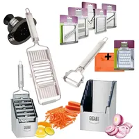 Novabest 4-fach Gemüse-Hobel Multi-Schneider Muxels Mega-Set mit 5 zusätzlichen Einsätzen in Edelstahl und Multi Schäler