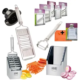 Novabest 4-fach Gemüse-Hobel Multi-Schneider Muxels Mega-Set mit 5 zusätzlichen Einsätzen in Edelstahl und Multi Schäler