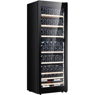 Kalamera Weinkühlschrank Upgrade, 84 Flaschen, 266 Liter, LED-Innenbeleuchtung Streifen, 2 Kühlzonen 5-10°C/10-18°C, KRC-266BFG