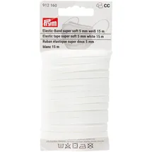 Prym Prym, 912160-1 Elastic super soft, elastisches, superweiches Band, 5mm x 15m, 65% Polyester 35% Elasthan, 5 mm weiß, 15 m